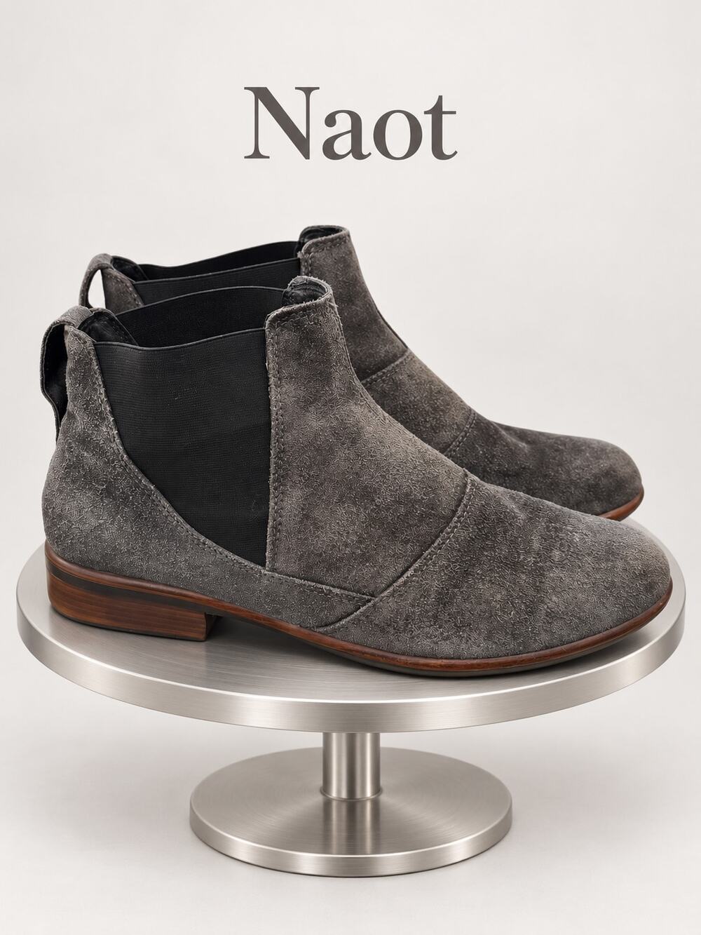 Naot Ruzgar Charcoal Gray Suede Chelsea Ankle Boots Size 9-9.5 EU 40